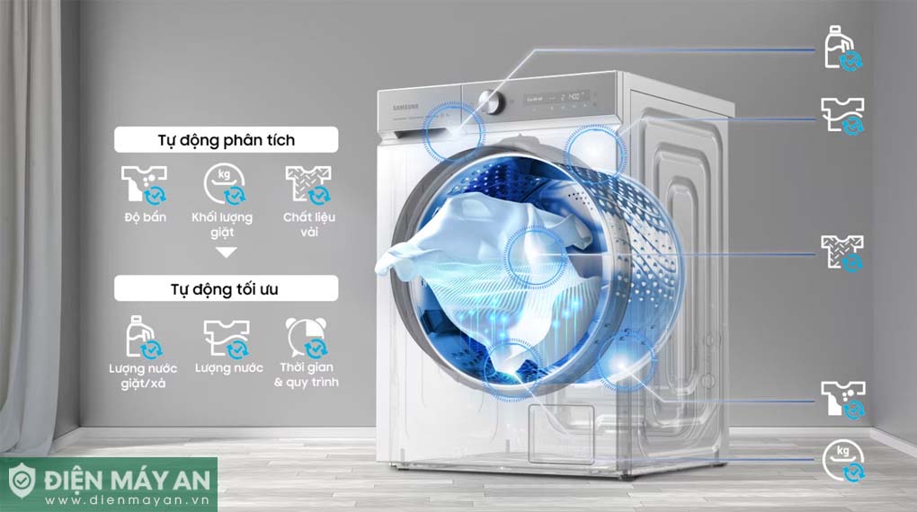 Máy Giặt Samsung AI Ecobubble Inverter 12 Kg WW12CGP44DSHSV